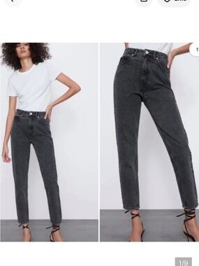 Zara Charcoal Gray High-Waist classic fit moms  Jeans